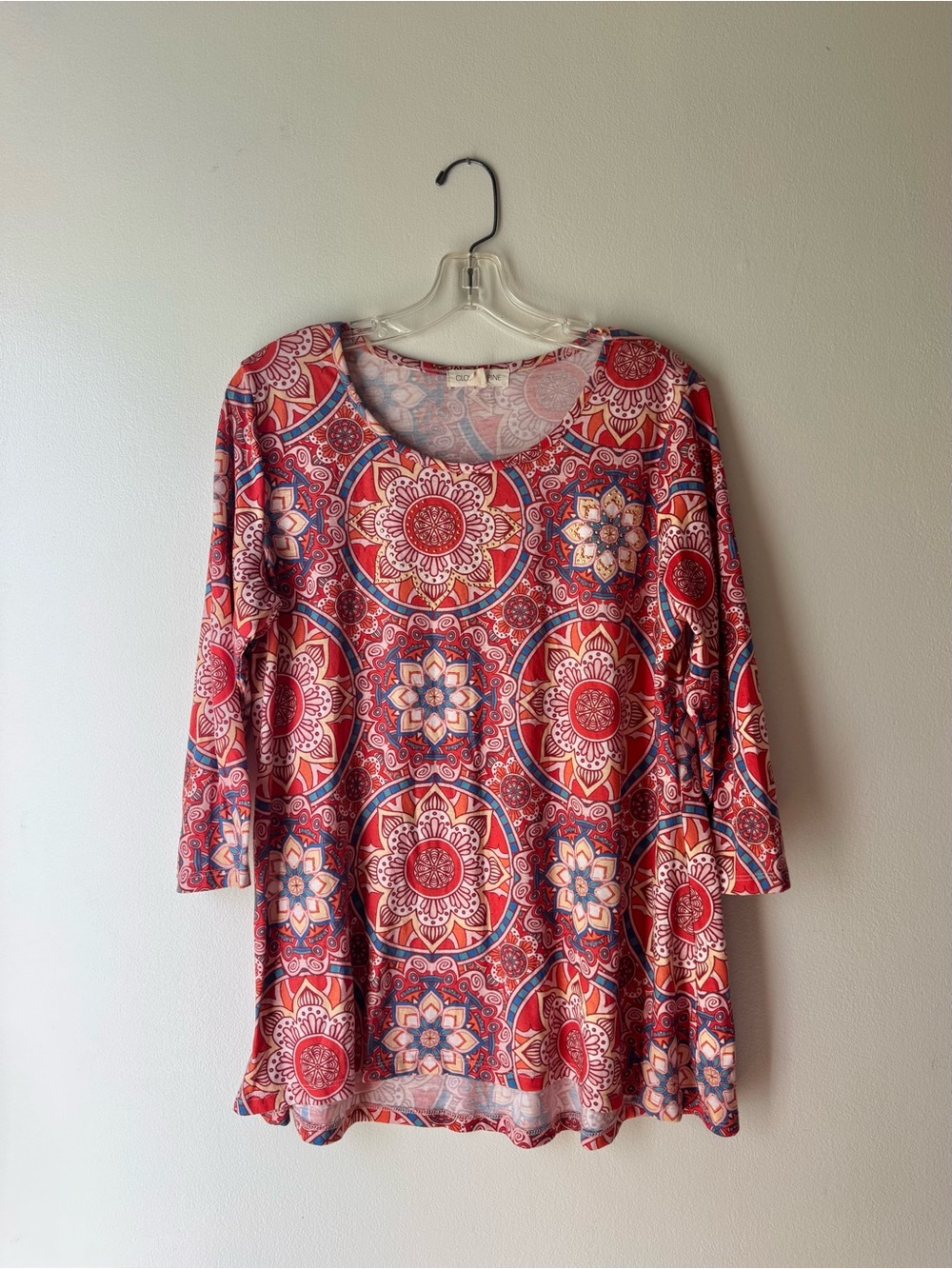 Clover + Pine Boho paisley mandala Print 3/4 sleeve Blouse - M